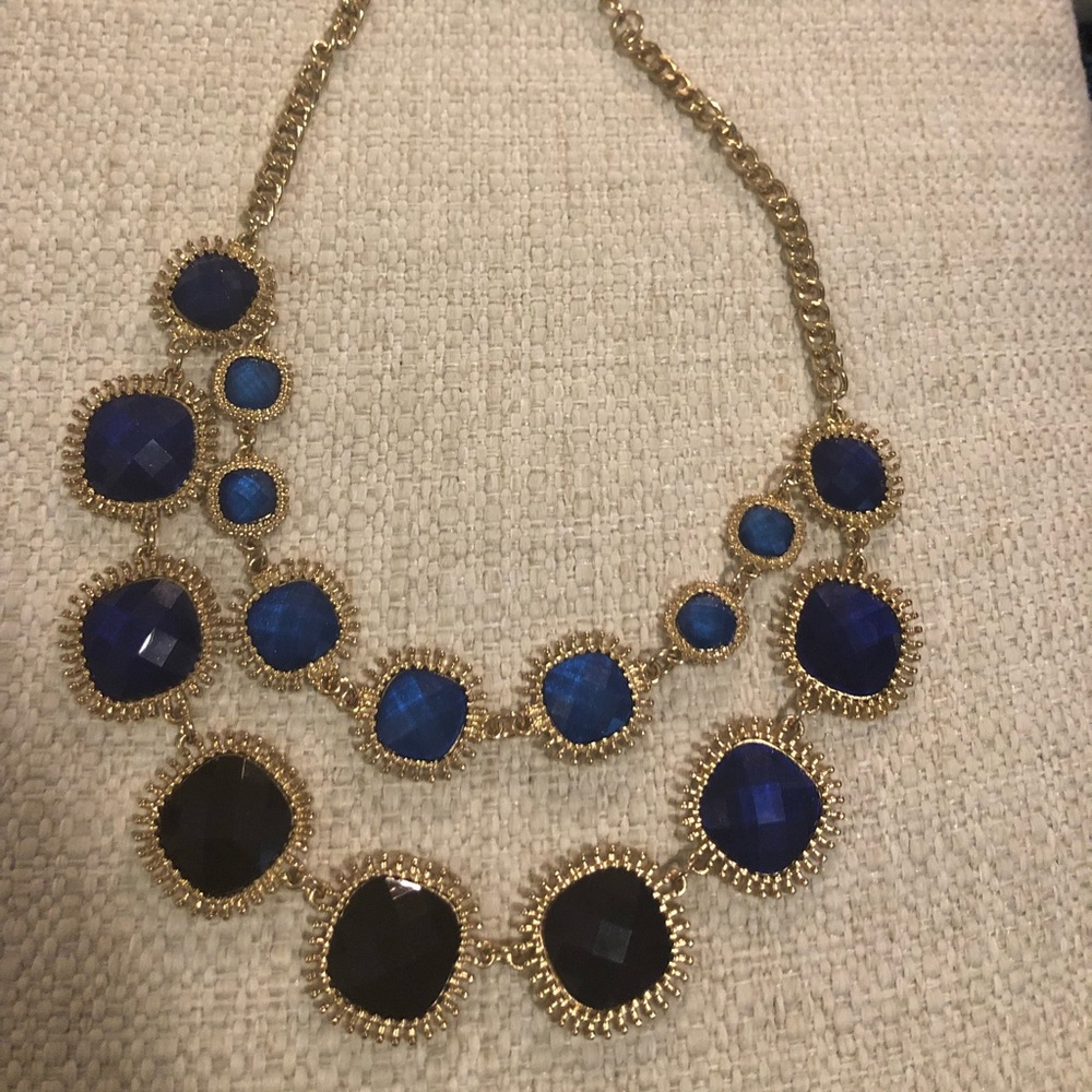 Blue and gold statement necklace